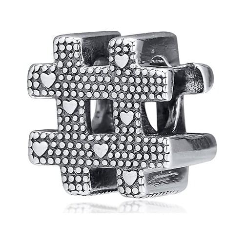 Fit Pandora Bracelet Necklace 925 Sterling Silver Hashtag Symbol Beads Charms Silver 925 DIY Jewelry Making Accessories
