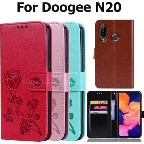 3D Flower Pattern Flip Phone Case For Doogee N20 Case For Doogee N20 Pro High-end luxury PU Cover without silicone case