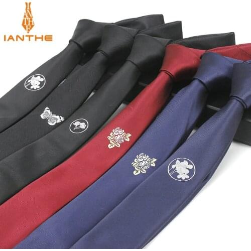 2018 Embroidered Narrow Animal Mens Ties Polyester Jacquard Woven Tie Slim Necktie 6cm Gravata Business Wedding Neck Tie For Men