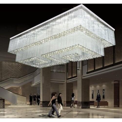 Crystal chandeliers villas clubs works lights living room ceiling lamps rectangular crystal lamps lanterns led lighting fixture