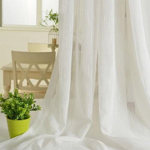 Customized White Sheer Curtain Window Screening Solid Color Tulle Curtains Drape Panel Tulle for Living Room Bedroom Curtains