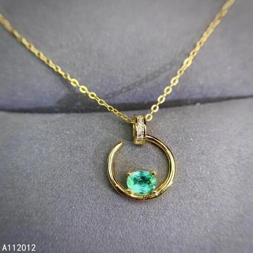 KJJEAXCMY fine jewelry natural Emerald 925 sterling silver noble girl new pendant necklace chain support test hot selling