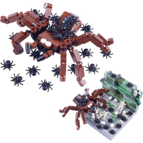 MOC Animal Spider Building Block Spiders Mystery Nest Skull Halloween Accessories Personality Creative Childrens Toys Gift D231