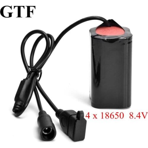 GTF 8,4 V T6 lamp 4800mAh 1A battery 4*18650 lithium ion battery for L2 lamp LED bike light with USB + battery bag