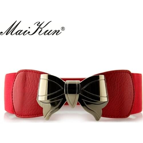 Maikun Corset Belts for Women Bowknot Buckle Female Belt PU Leather Belt