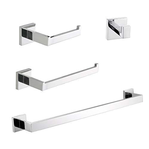 SUS304 Stainless Steel Bathroom Accessory Set Chrome Silver Hook Towel Bar Toilet Roll Paper Holder Towel Ring Wall Mounted