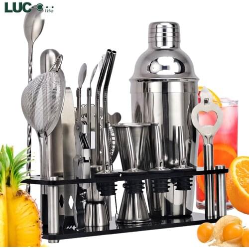 Cocktail Shaker Set 20-Piece Stainless Steel Bartender Kit with Acrylic Stand Recipes Booklet