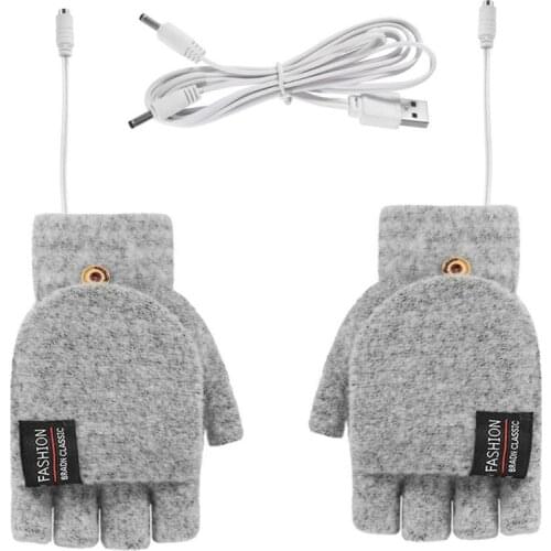 New USB Clamshell Gloves USB Warm Double-sided Heating Half-finger Gloves Cycling Fishing Camping & Hiking Winter Keep Warm