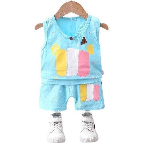 New Summer Baby Girl Clothes Suit Cute Children Boys Cotton Vest Shorts 2Pcs/Sets Toddler Casual Costume Infant Kids Tracksuits