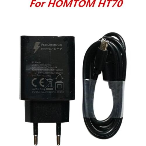Original New DOOGEE For HOMTOM HT70 AC Adaptor Fast 3.0 Travel Charger EU Plug Adapter + Type C USB Cable DC 5V 7V 9V 2A