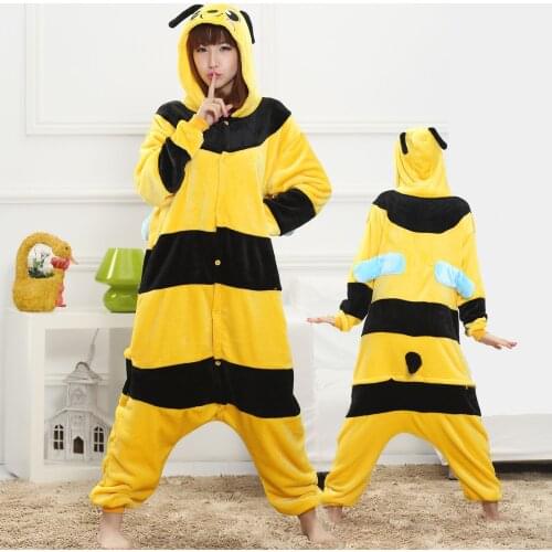 Adults Bee Onesies Pajamas for Women Men Animal Kigurumi Cosplay Costume Outfit Halloween Party Suit Onesieshow