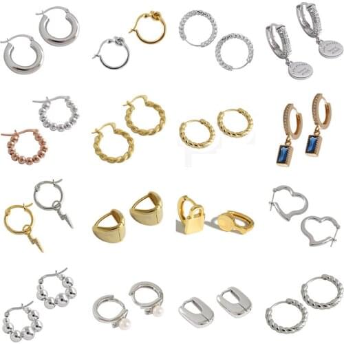 PONYKISS Classic 925 Sterling Silver geometry irregular huggie Hoop Earrings for women Party Fine Jewelry Accessory wholesale