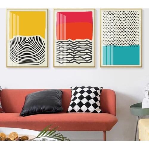 SELFLESSLY ART Abstract Geometric Pictures Multicolored Canvas Painting Posters and Prints Wall Art For Living Room Home Decor
