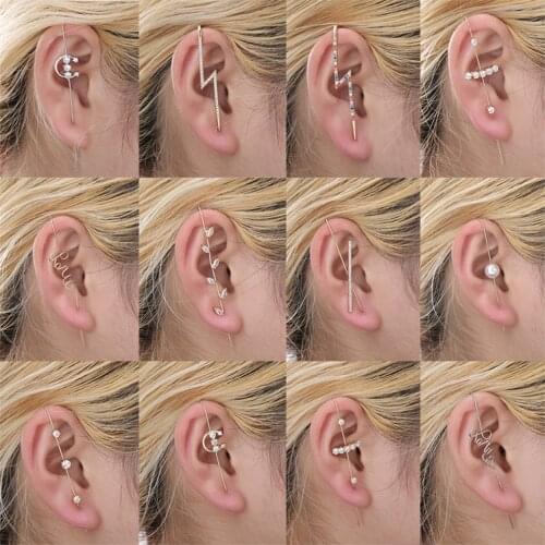 Fashion clip on ear wrap earring crawler hook earrings piercing trendy woman jewelry ear clips pendientes aesthetic for girls