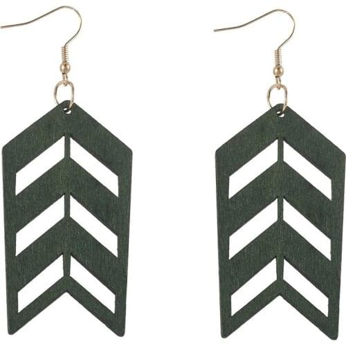 ZWPON Fashion Natural Wood Arrowed Earrings Women Cutout Inverted V Earrings Earrings Jewelry Wholesale