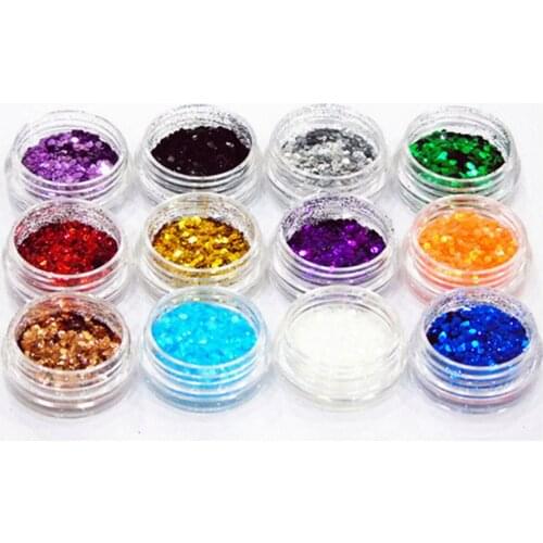 Hexagon Glitter Powder Sequins Studs Nail Art Nails Craft Iridescent Nail Dust Paillette Flakes Decor Accessories Manicure Tools