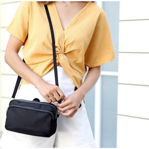 Korean Mother Shoulder Bags Solid Color Multi-layer Crossbody Bags Travel Messenger Handbags Waterproof Nylon Cloth Bag