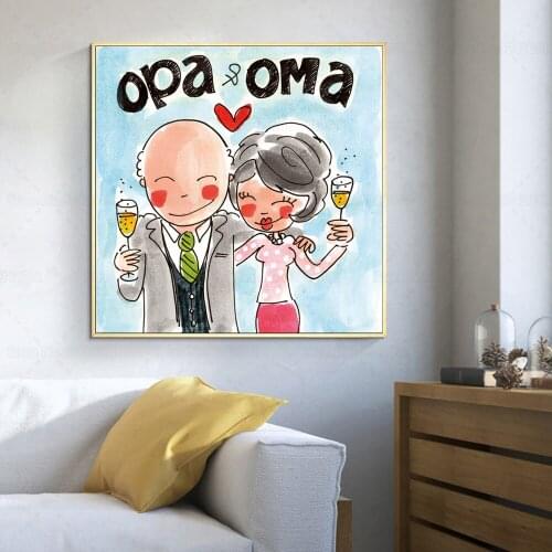 Blond Amsterdam Opa and Oma Canvas Painting Poster for Living Room Decoration Mom and Dad Gift