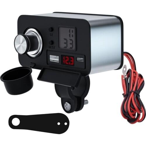 USB Motorcycle Charger PD Quick Charging Digital Voltmeter Adapter Motorbike Equipment for Mobile Phone Motorcycle Boat