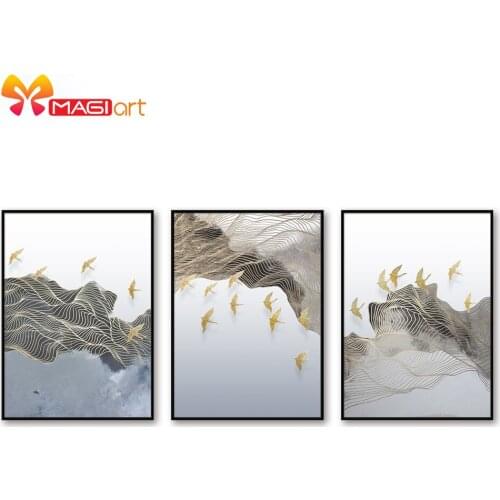 Cross stitch kits Embroidery needlework sets 11CT water soluble canvas patterns 14CT Golden Bird Soaring-NCMC038