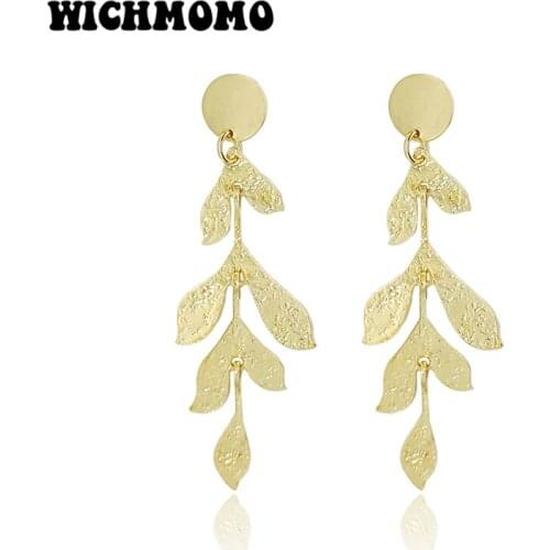 2019 New Trendy 80mm 1 Pair High Quality Zinc Alloy Gold Leaves Dangle Long Earrings for Girls Party Gifts Accessories