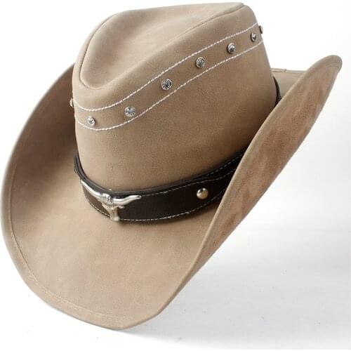 2019 Leather Men Western Cowboy Hat For Gentleman Cowboy West Hunter Sombrero Caps Godfather Hats
