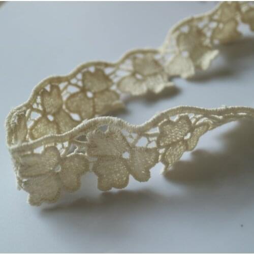 5yard beige embroidered cotton lace trimmings DIY water soluable embroidery ribbons and trims for sewing Home Craft supplies