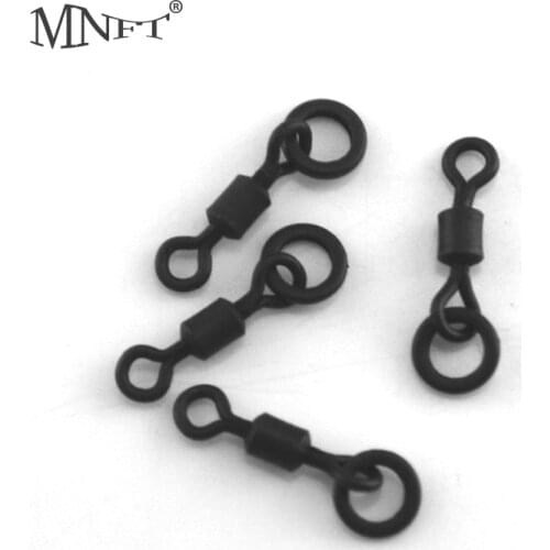MNFT 50Pcs Fishing Ring Swivel Carp Fishing Tackle Big Rig Swivels Length L-24mm & M-11mm