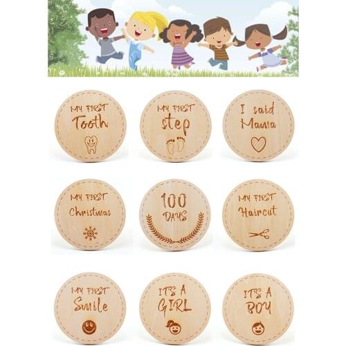 9pcs/lot Baby Memorial Milestone Wooden Newborn Christmas Boy Girl Photo Album Photography Photo Decoration Milestone Accessorie