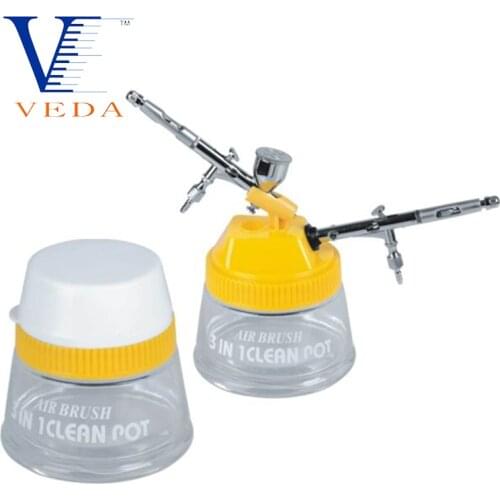 Airbrush 3-in-1 Cleaning Pot with Holder Airbrush Cleaning Kit Spray Gun Wash Cleaning Pot Filter Bottles Paint Washing Tools