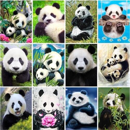 Panda DIY 5D Diamond Painting Full Round Resin Animal Cartoon Mosaic Embroidery Cross Stitch Christmas Gift Home Decor