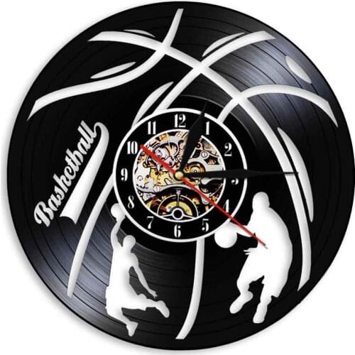 Basketball Sports Handmade Hanging Watch Baloncesto Player Fitness Silent Quartz Vinyl Record Wall Clock Gift For Hoop Dreams