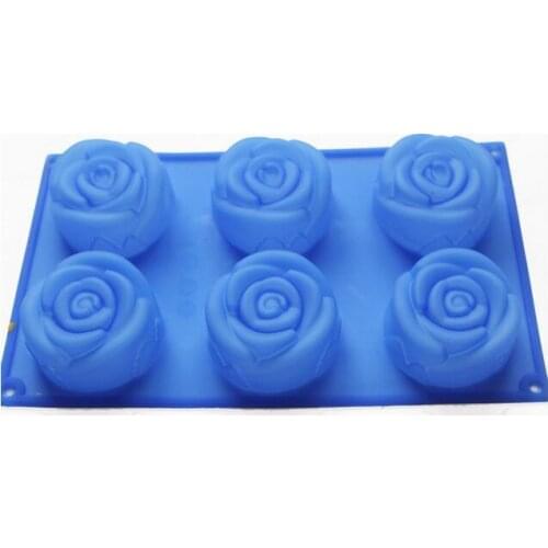 Large Rose Soap Chocolate Muffin Cupcake Bareware Mold Silicone Mould Tray