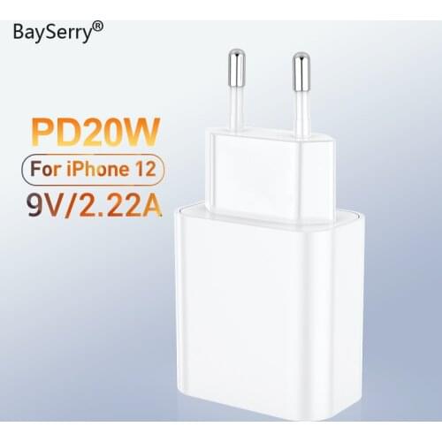 BaySerry 20W PD Fast Charging Usb C Quick Charger For iphone 12 Pro MAX Mini 11 Xs Type C PD Charger For Samsung Xiaomi EU Plug