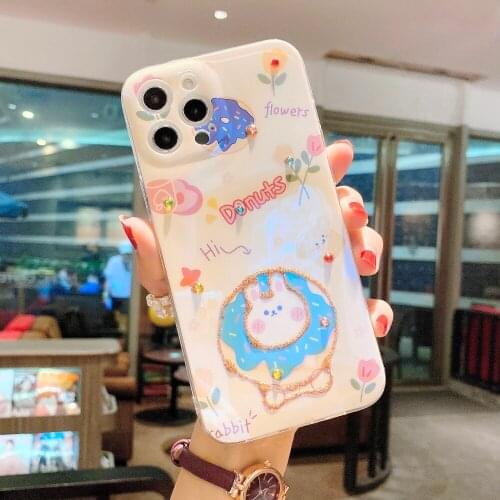 Sumkeymi Cute Rabbit Blu-ray Phone Case For iphone 7 8 Case For iphone 11 12 Plus mini Pro Max XS XR SE2020
