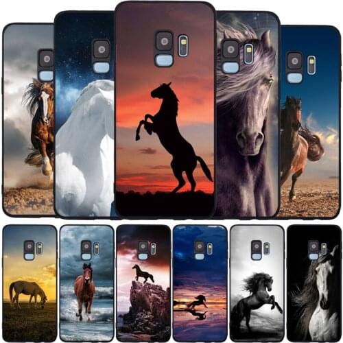 Running horse Black Silicone Phone Case For Samsung S21 S20 A11 S10 S10E S9 S8 Plus Lite Note10 Note20 Ultra TPU Cover