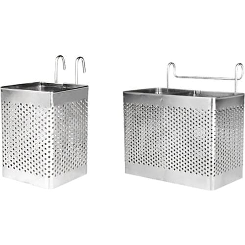 New Stainless Steel Chopsticks Holder Hanging Cutlery Drying Basket Tableware Drainer with Hooks Kitchen Utensil