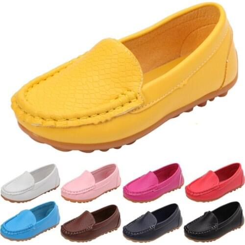 Colorful Sizes 21-36 Children Shoes PU Leather Casual Styles Boys Girls Shoes Soft Comfortable Loafers Slip on Kids Unisex Shoes
