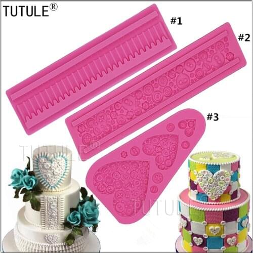 Gadgets - Border Button Cake Decorating Tools Silicone Cake Molds-Heart-Food Safe Button Mold - Polish strip shape baking mold