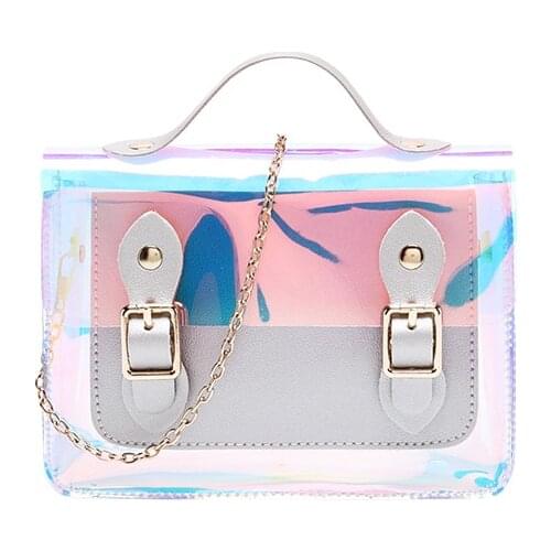 Laser Crossbody Bag for Women Transparent Leather Chain Bag Fashion Wild Mini Shoulder Messenger Bag PVC Small Tote Bag 2021