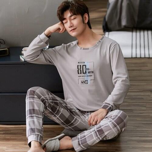 Men Pajamas Set Summer Cotton Big Size L-4XL Pyjama Short Casual Sleepwear Suit White Feather Pattern Male Loungewear