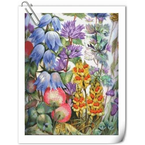 Blue Bellflower Plant Flower Top Quality Embroidery Needlework 14CT Unprinted Cross Stitch Kits DIY Handmade Home Decor
