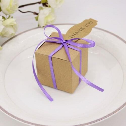 NEW Creative Kraft Paper Candy Boxes Candy Packaging Carton Wedding Favors Gift Box Event & Party Supplies for Guests 2*2*2inch