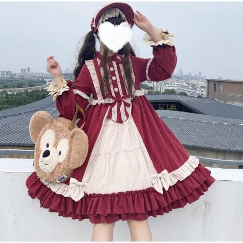 Original Lolita Genuine Mori Fairy Tale Lolita Daily Dress Long Sleeve Op Dress kawaii clothing fairy kei lolita dress