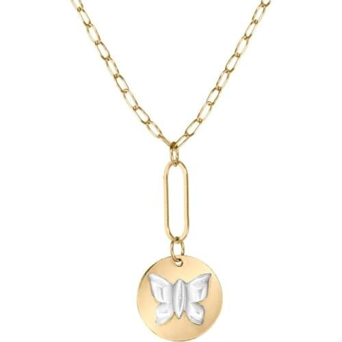 Butterfly Necklace 14K Gold Filled Handmade Jewelry Gold Coink Choker Pendants Femme Kolye Collares Boho Shell Necklace