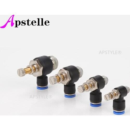 Pneumatic Speed Flow Controller 8mm 6mm 10mm 12mm OD Hose Tube 1/4"BSP 1/8" 3/8" 1/2" Male Gas Airflow Limit Valve Quick Fitting