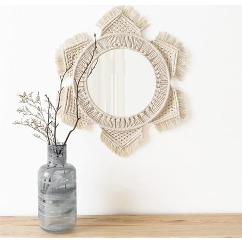 Nordic Bohemian Handmade Wall Hanging Makeup Mirror Tapestry Bedroom Tassel Pendant Home Decor