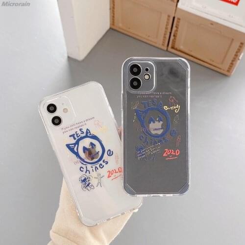 English Emoticon Transparent Silicone Case For iPhone 12 11 Pro Max Mini 7 8 Plus XR X SE2020 TPU Soft Cover Funda