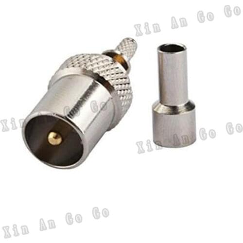 RCA male crimp RF Coxial connector RCA TV IEC male Plug straight Crimp for RG316 RG174 LMR100 coaxial cable fast ship