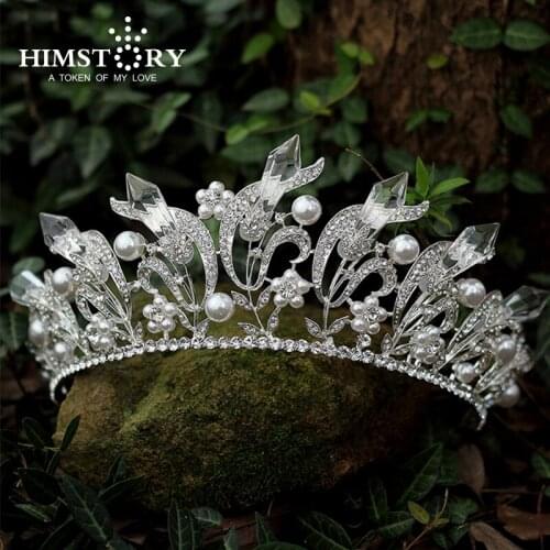 Gorgeous Baroque Crystal Crown Rhinestone Tiara Bridal Wedding Hair Accessories Silver Plated Hair Jewelry For Women Partys
